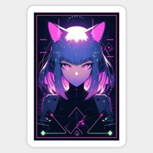 Anime Cat Girl | Quality Anime Design | Chibi Cat Girl Miaw | Manga Anime Art Sticker